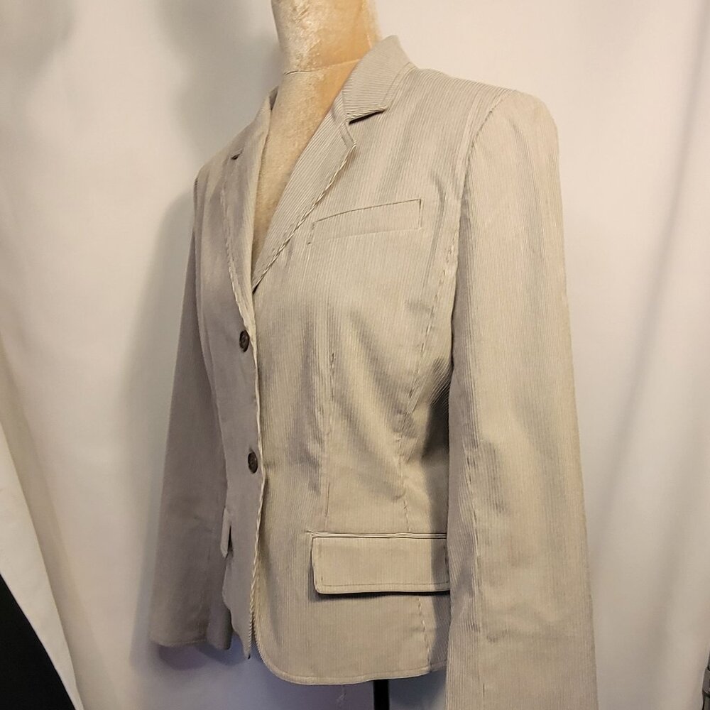 NWOT Anne Klein Corduroy Power Blazer Cuffed Sleeve Brown Tan Size 8 - Picture 13 of 13